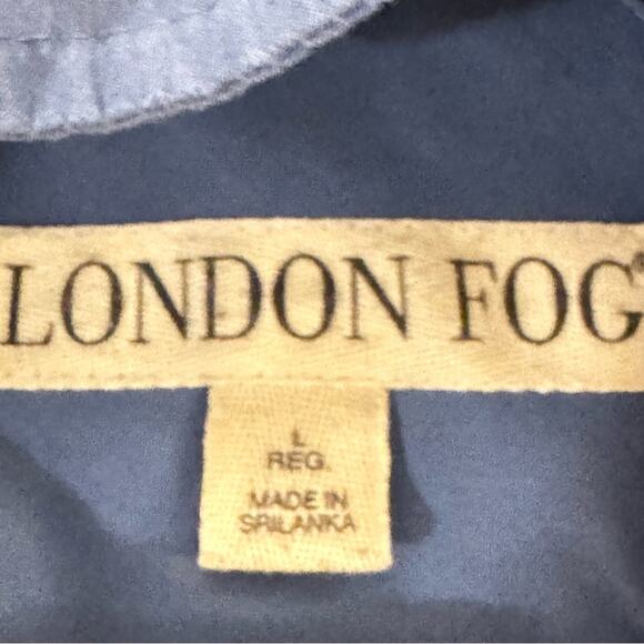 London Fog periwinkle blue hooded raincoat size large L
 b5 - Picture 2 of 4